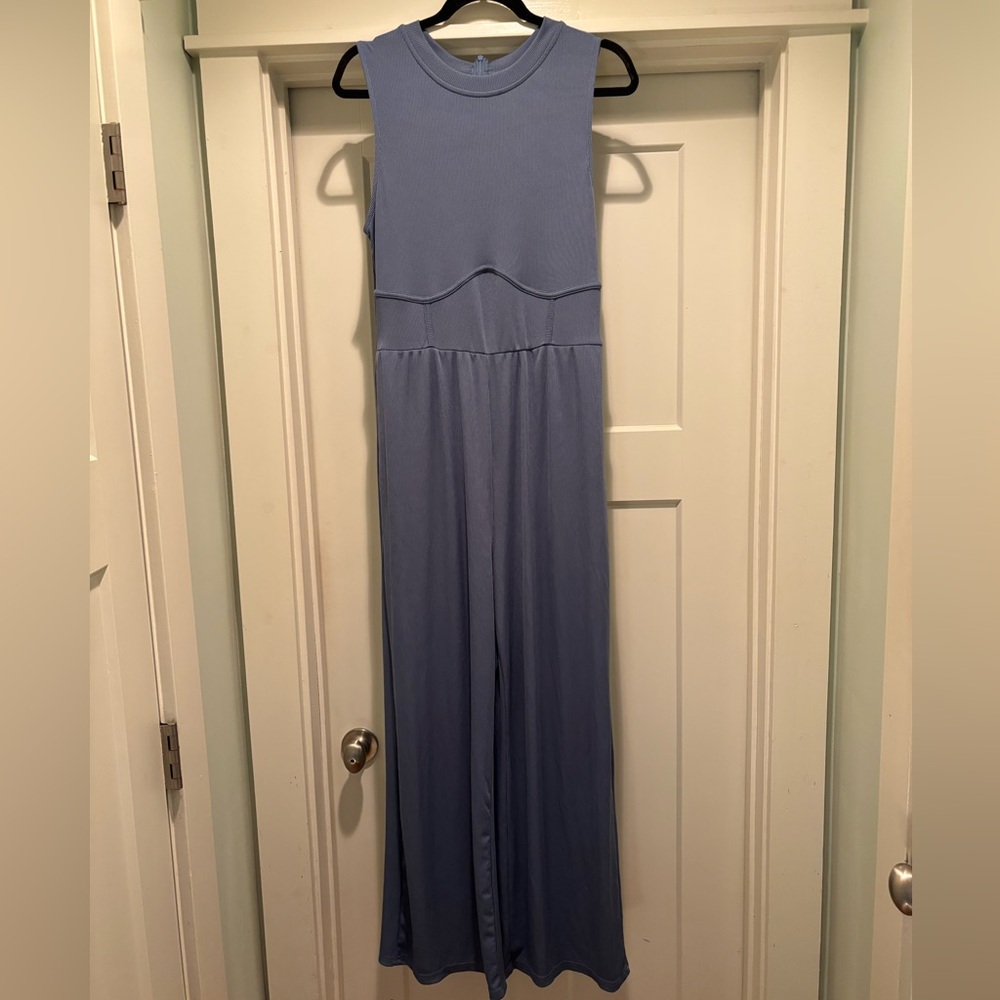 Cider Blue Ribbed Jumpsuit